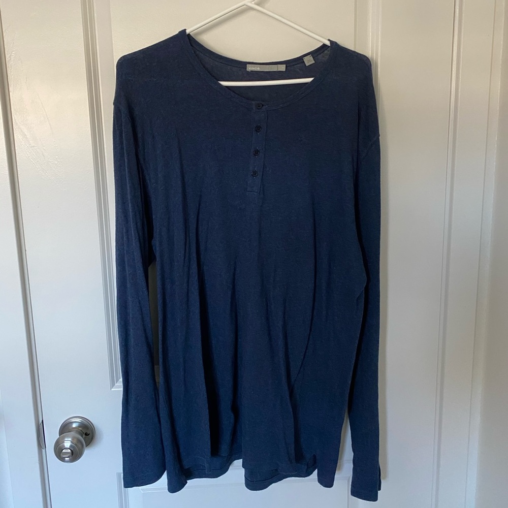 Vince Men’s Long Sleeve Henley Shirt size Large